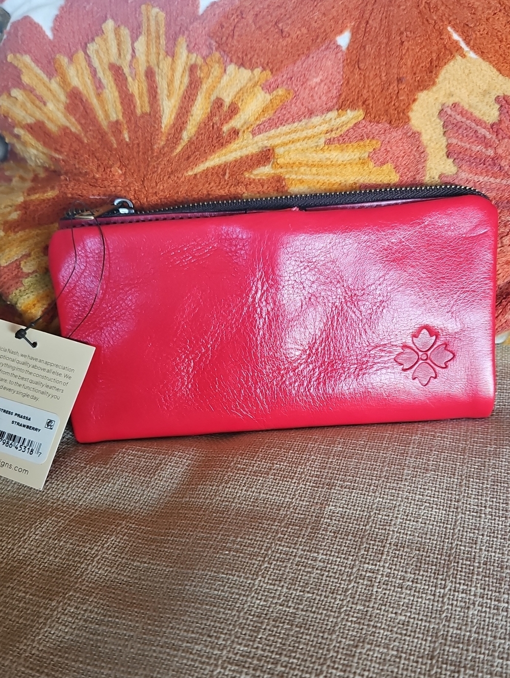 Patricia Nash Strawberry Pink Leather Zip Wallet NWT